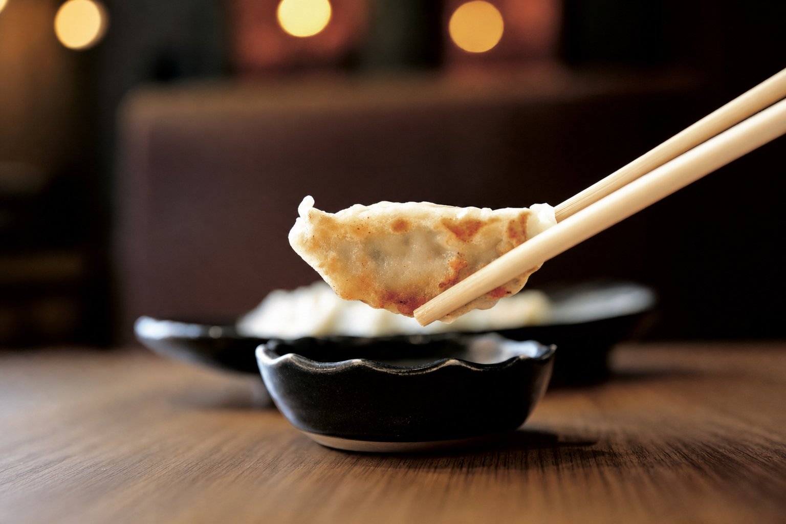 Pan-fried gyoza ready to serve